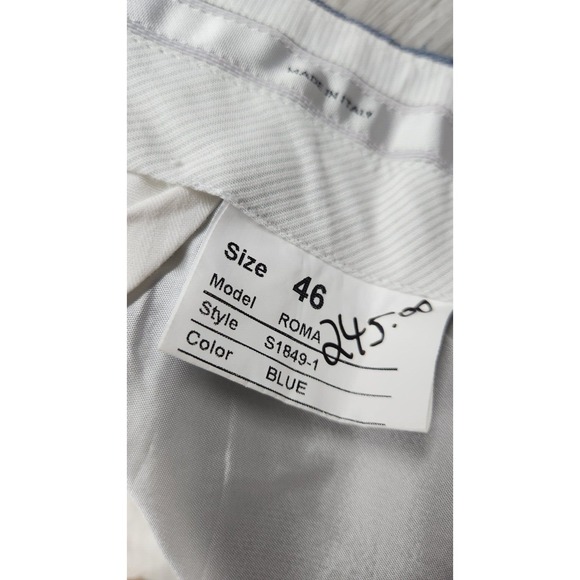 SANTORELLI Men's Roma Dress Pants 48 x 38 Unhemmed Flat Front Straight Leg Blue - Picture 3 of 8